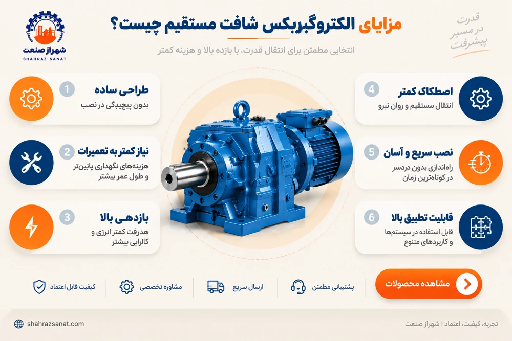 مزایای الکتروگیربکس شافت مستقیم
